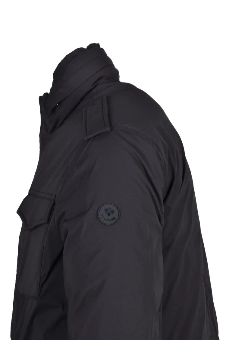 Mixture Down Jacket With Removable Hood - Black