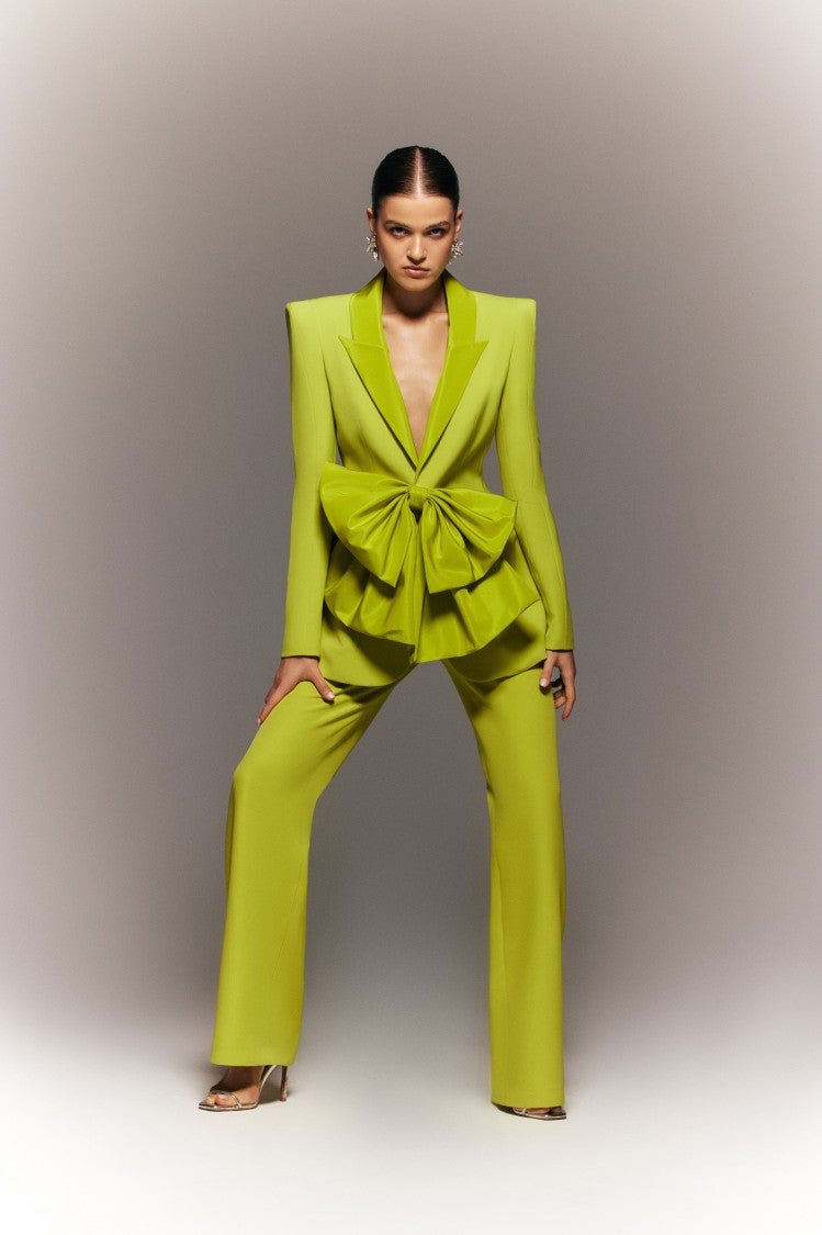 Saiid Kobeisy Lime Green Straight-Fit Pants