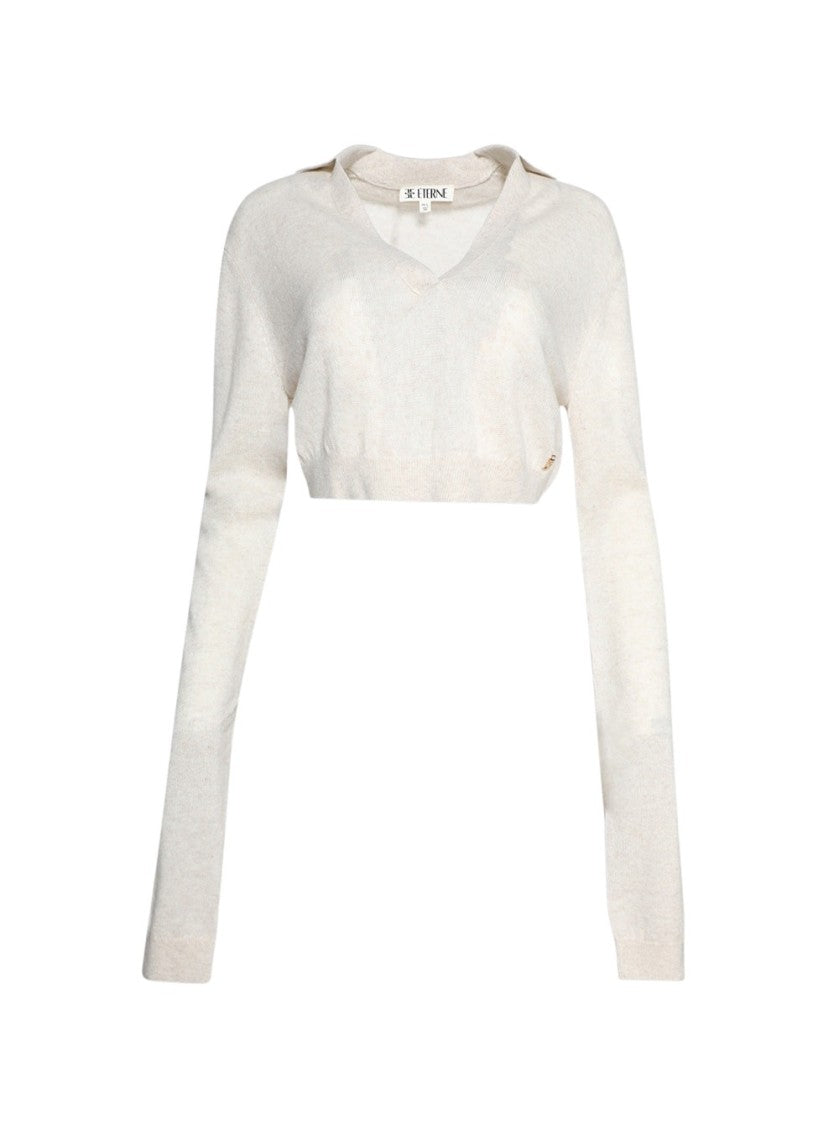 Eterne Stevie Cashmere Cropped Sweater Oatmeal