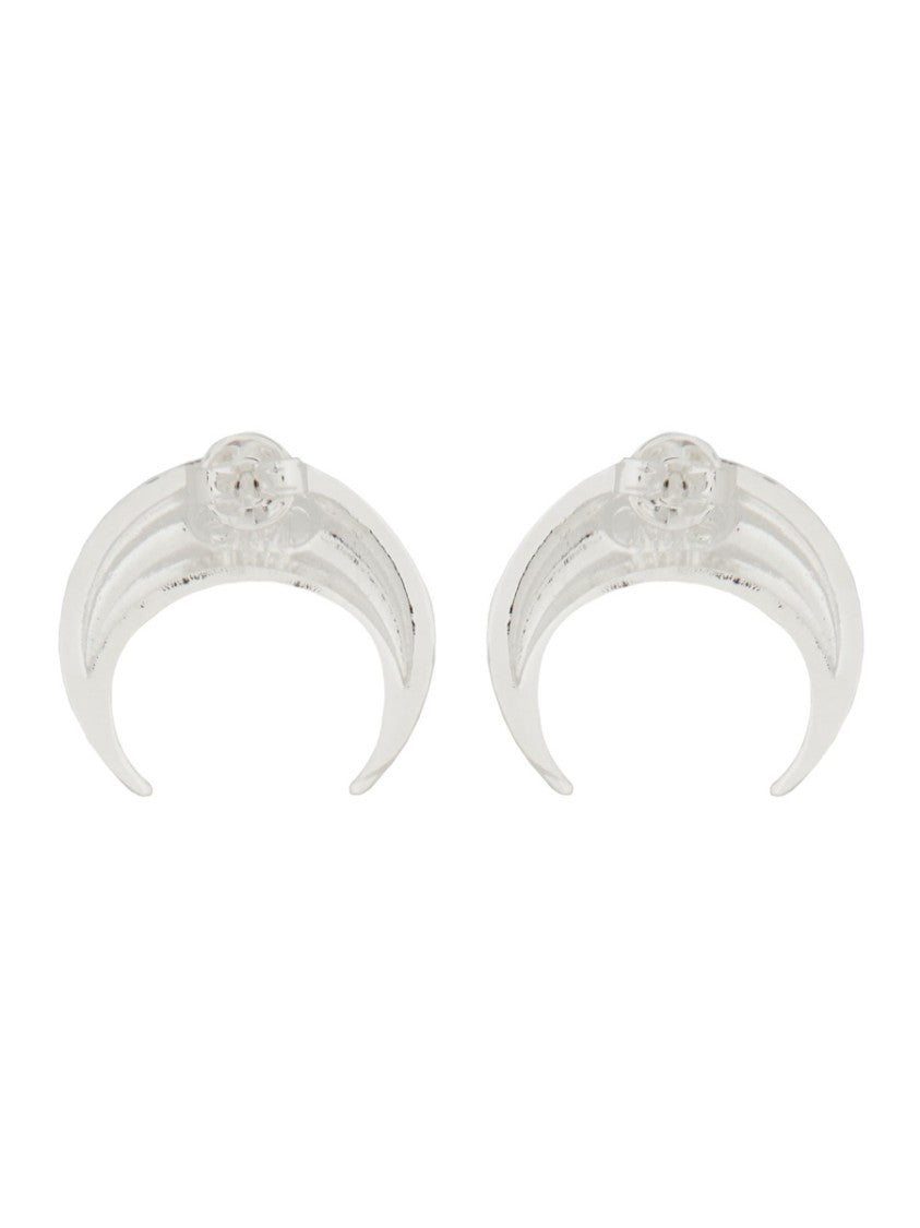 Marine Serre Silver Crescent Moon Tin-Silver Earrings