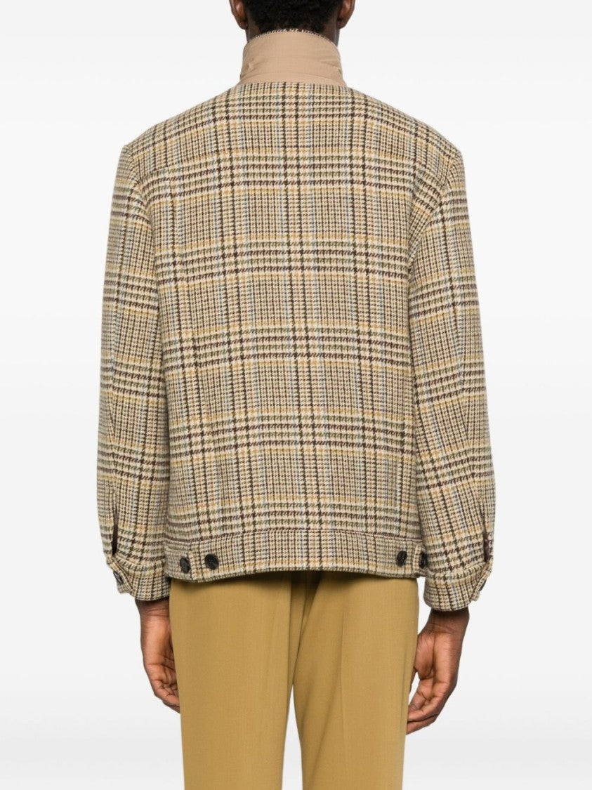 Amaranto Beige Checkered Coat