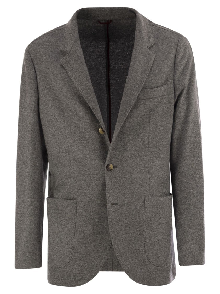 Brunello Cucinelli Cashmere Jersey Blazer With Patch Pockets