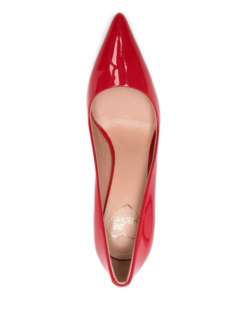 Love Moschino Mid-Heel Red Pumps With Glossy Finish