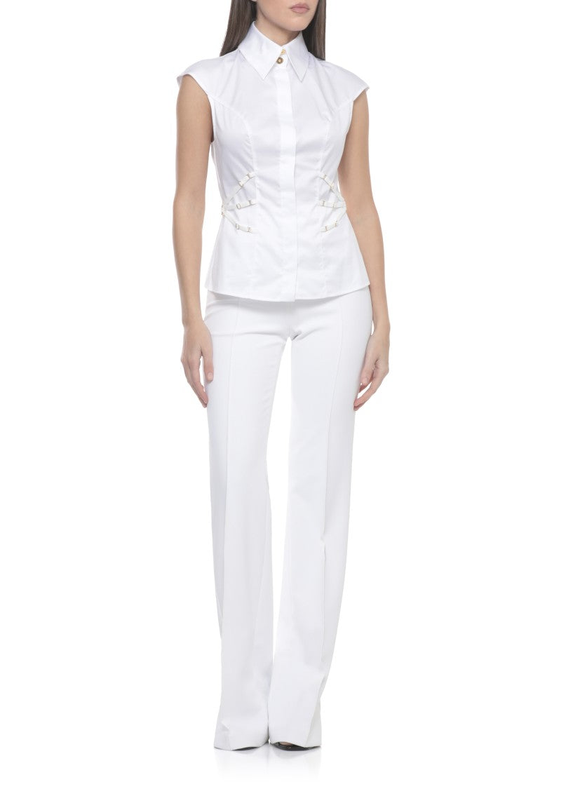 Elisabetta Franchi White Cotton Sleeveless Shirt