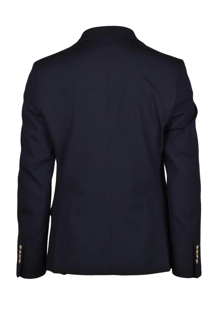 Grey Daniele Alessandrini Wool Stretch Double-Breasted Jacket - Black