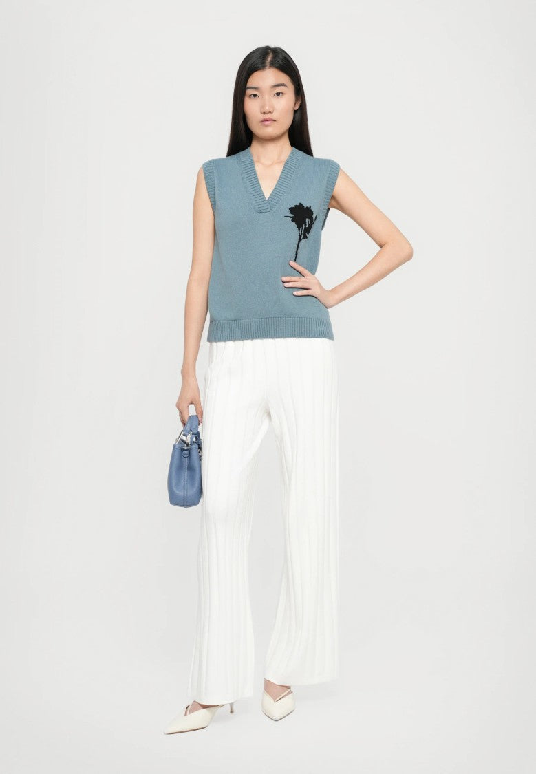 Max Mara Textured White Wide-Leg Pants With High Waist