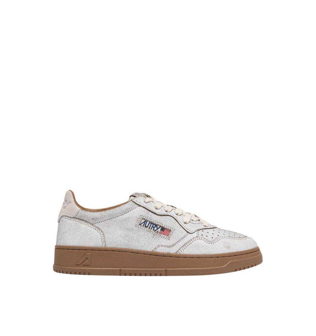 Autry Medalist Low Sue Scrap Wht Tobacco Sneakers