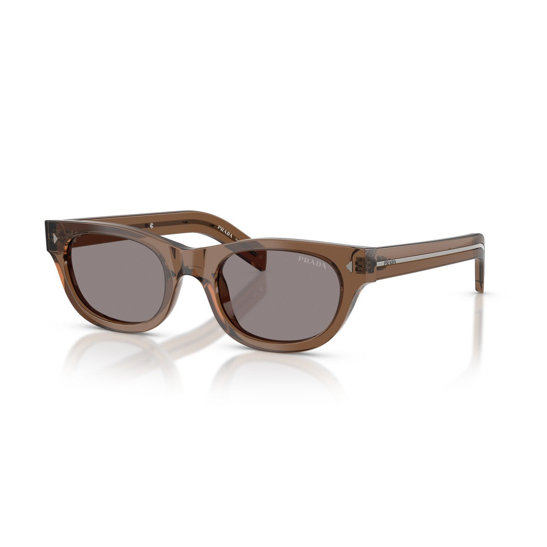 Prada 0Pr C09s Translucent Brown Acetate Rectangular Sunglasses