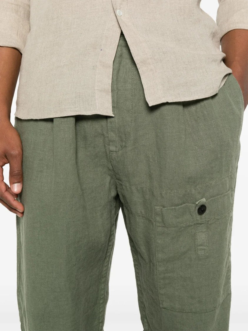 C.P. Company Relaxed Fit Green Linen Trousers