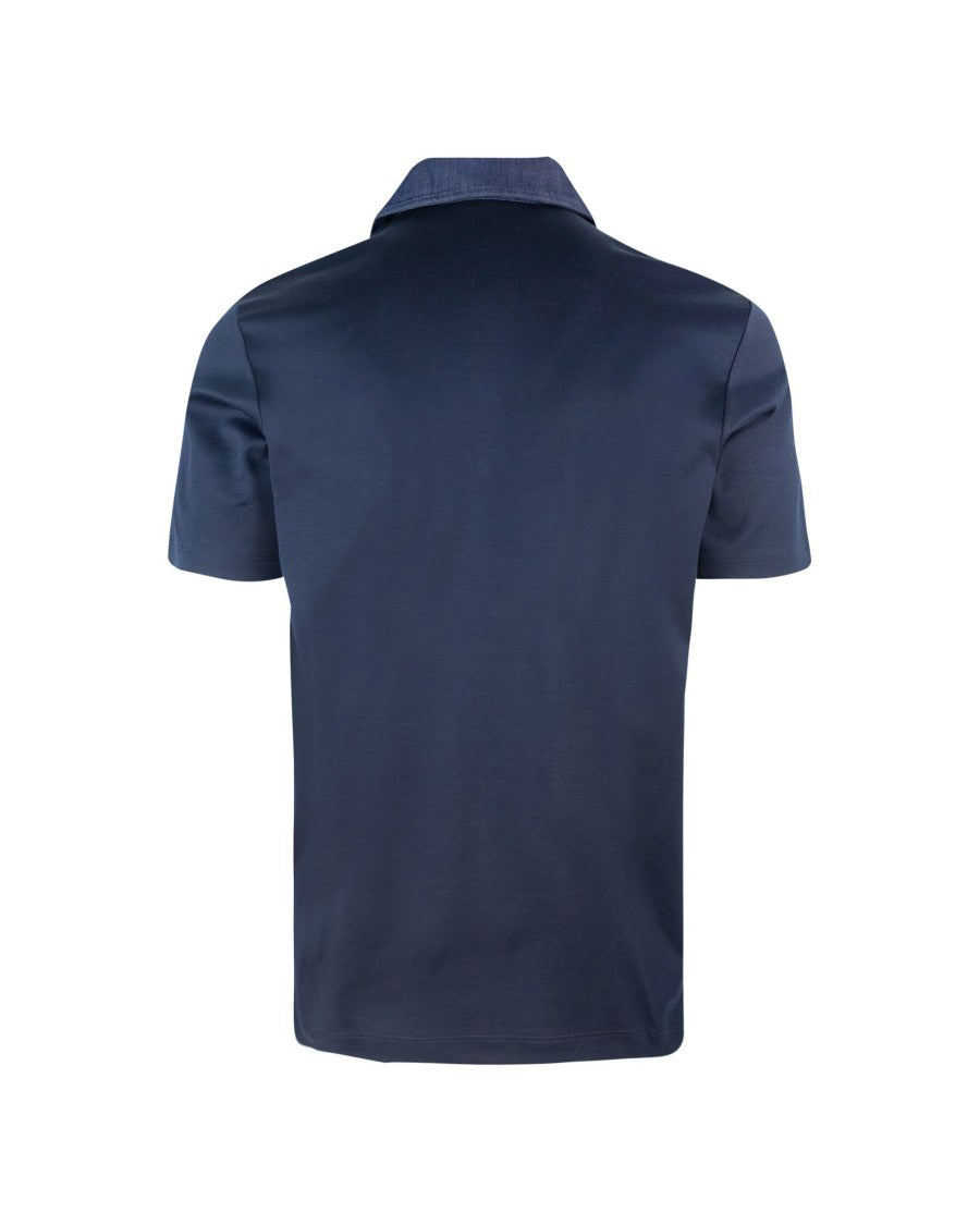 Paul & Shark Polo Shirt With Denim Detail And Organic Cotton Piquet