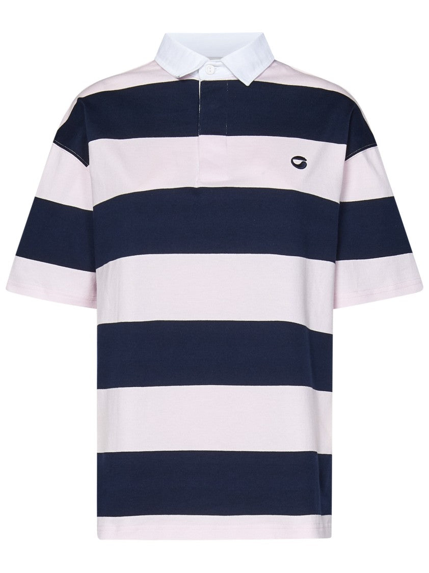 Coperni Pink Striped Polo T-Shirt With Classic Collar