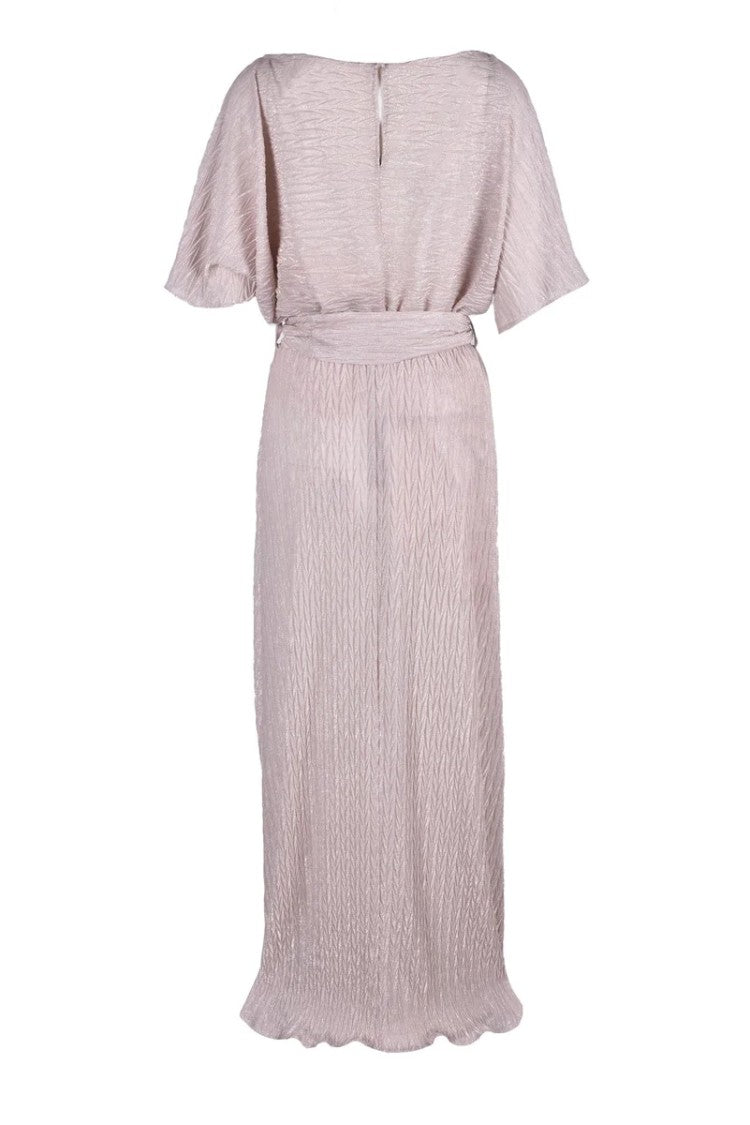 Access Fashion Midi Dress In Soft Metallic Pink