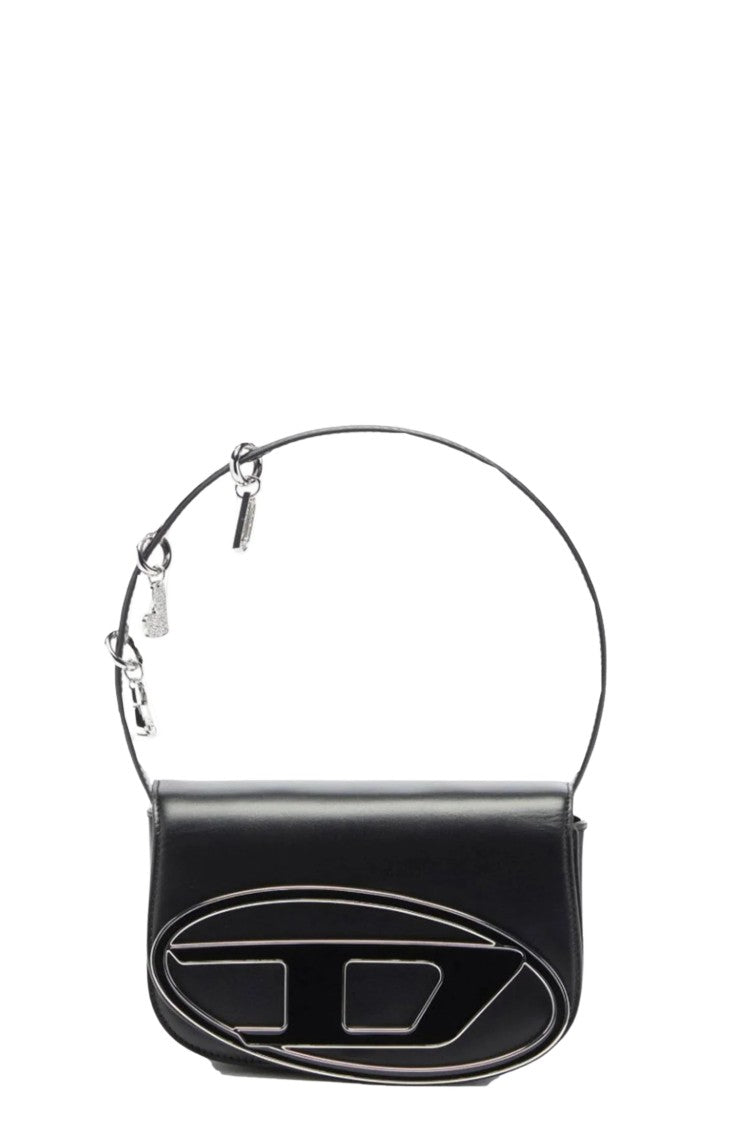 Diesel Black 1Dr Oval D Charm Leather Shoulder Bag