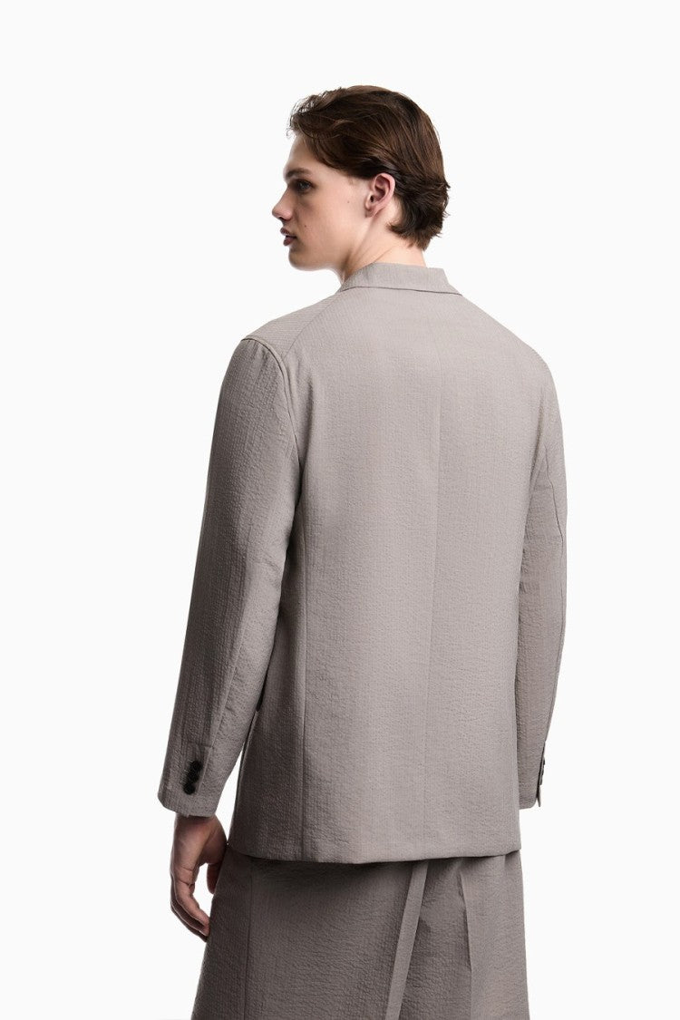 Emporio Armani Khaki Polyester Notch-Lapel Blazer