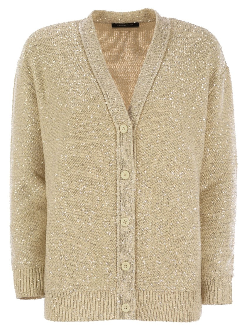 Fabiana Filippi Cotton Knit Cardigan With Sequins