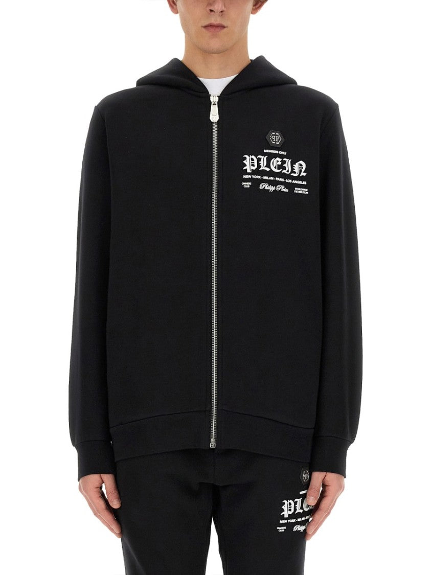 Philipp Plein Zip-Up Black Hoodie