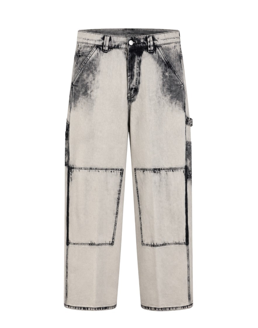 Nine In The Morning Contrast-Wash Pat Cotton Denim Carpenter Jeans