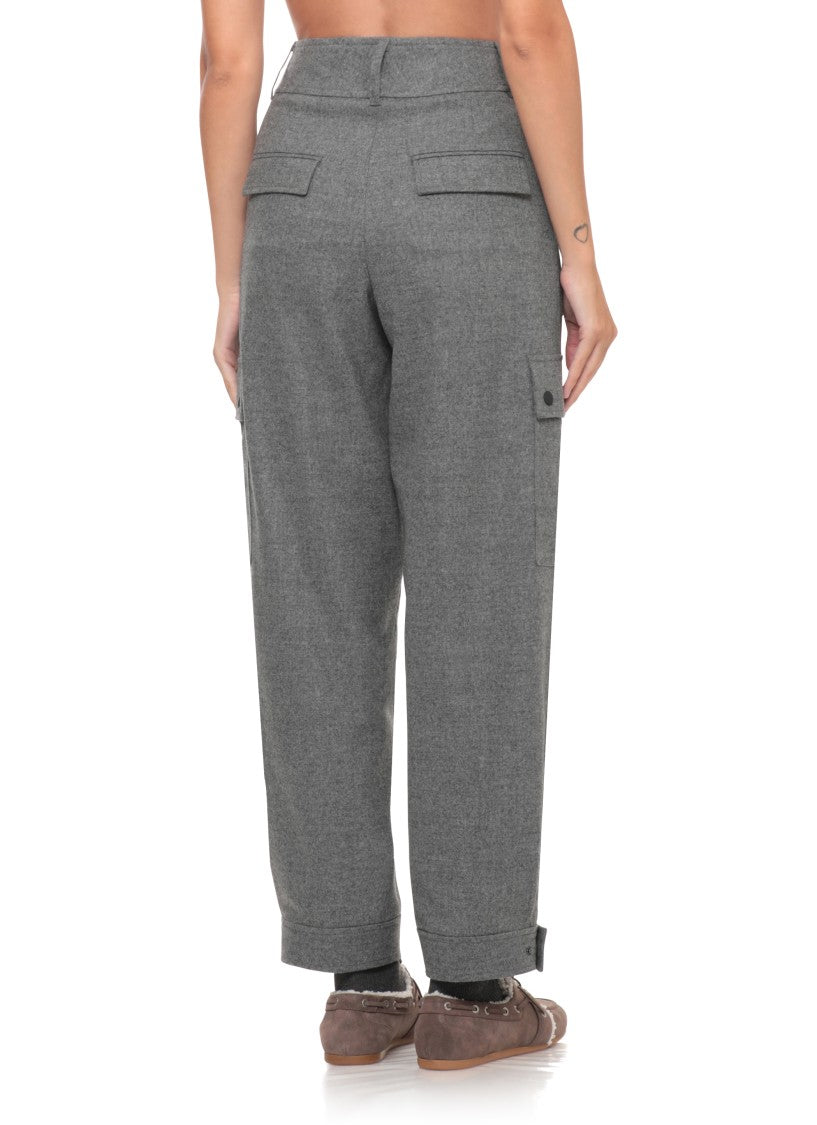 Peserico Grey Utility Straight-Leg Pants