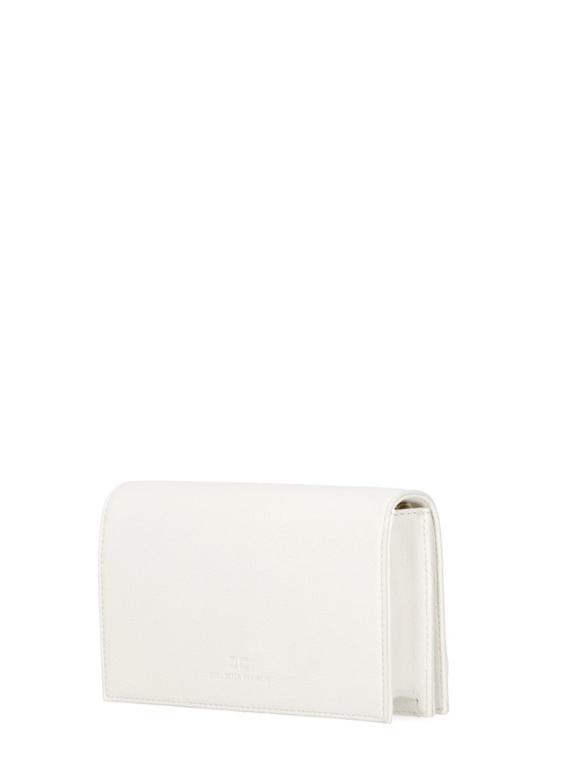 Elisabetta Franchi Ivory Shoulder Bag With Removable Chain Strap And Metallic Logo