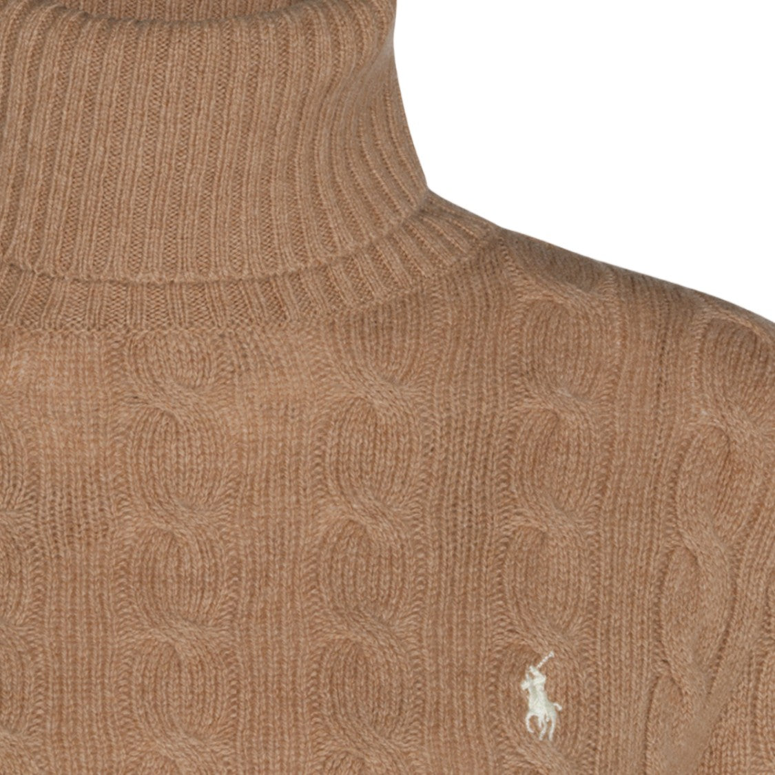Polo Ralph Lauren Cable Knit Sweater With High Turtleneck And Embroidered Logo