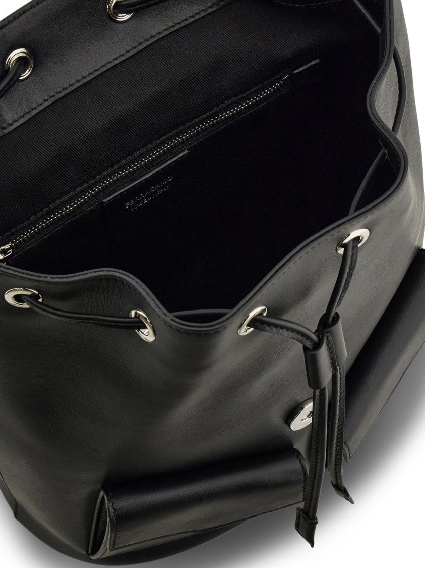 Ferragamo Smooth Calf Leather Backpack With Silver-Tone Buckle