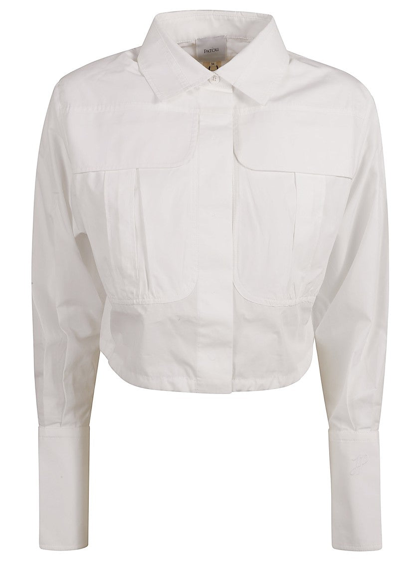 Patou Cropped White Shirt With Classic Collar