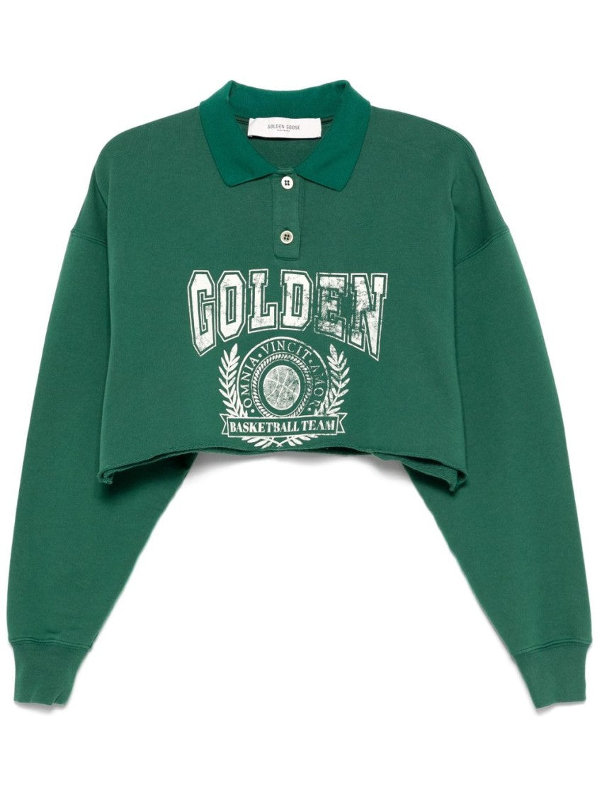 Golden Goose Cropped Forest Green Sweatshirt