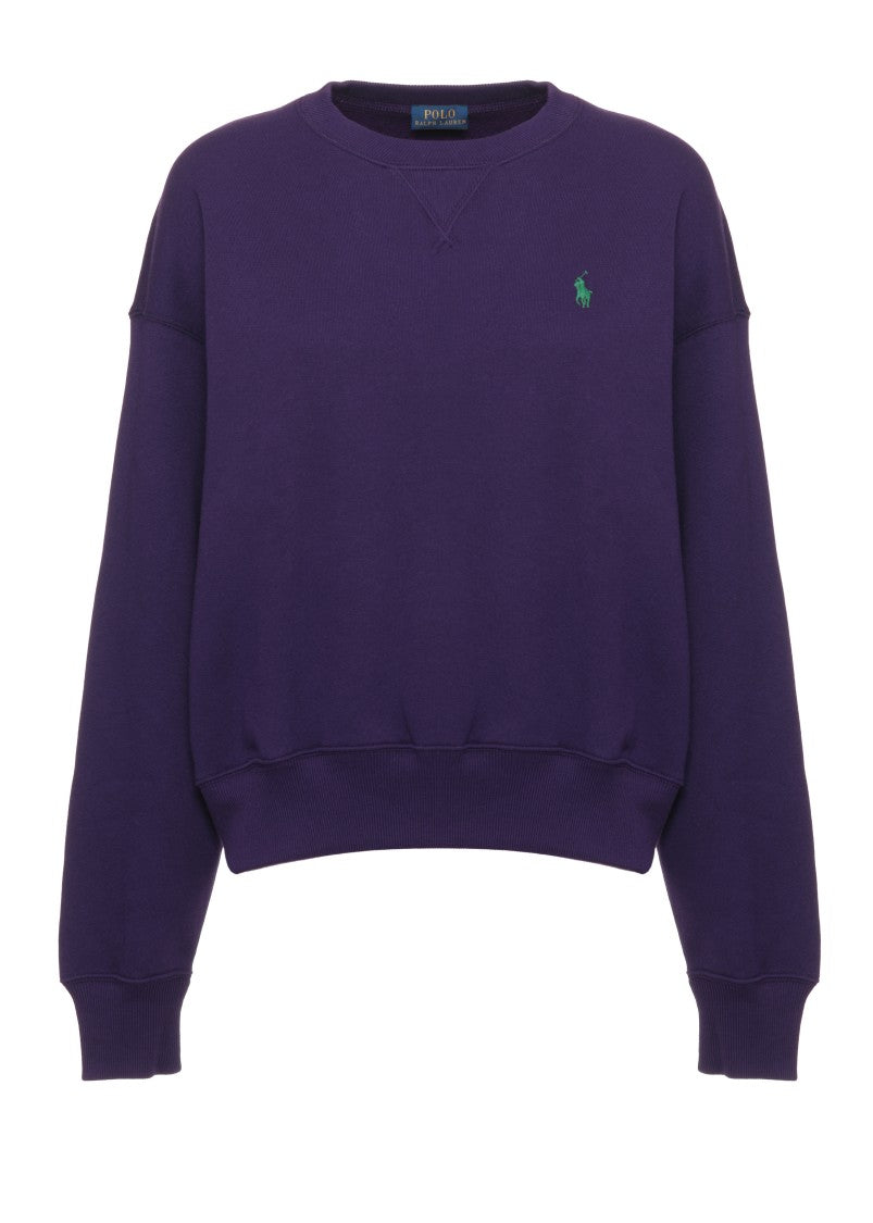 Polo Ralph Lauren Purple Green Embroidered Pony Cotton Hoodie