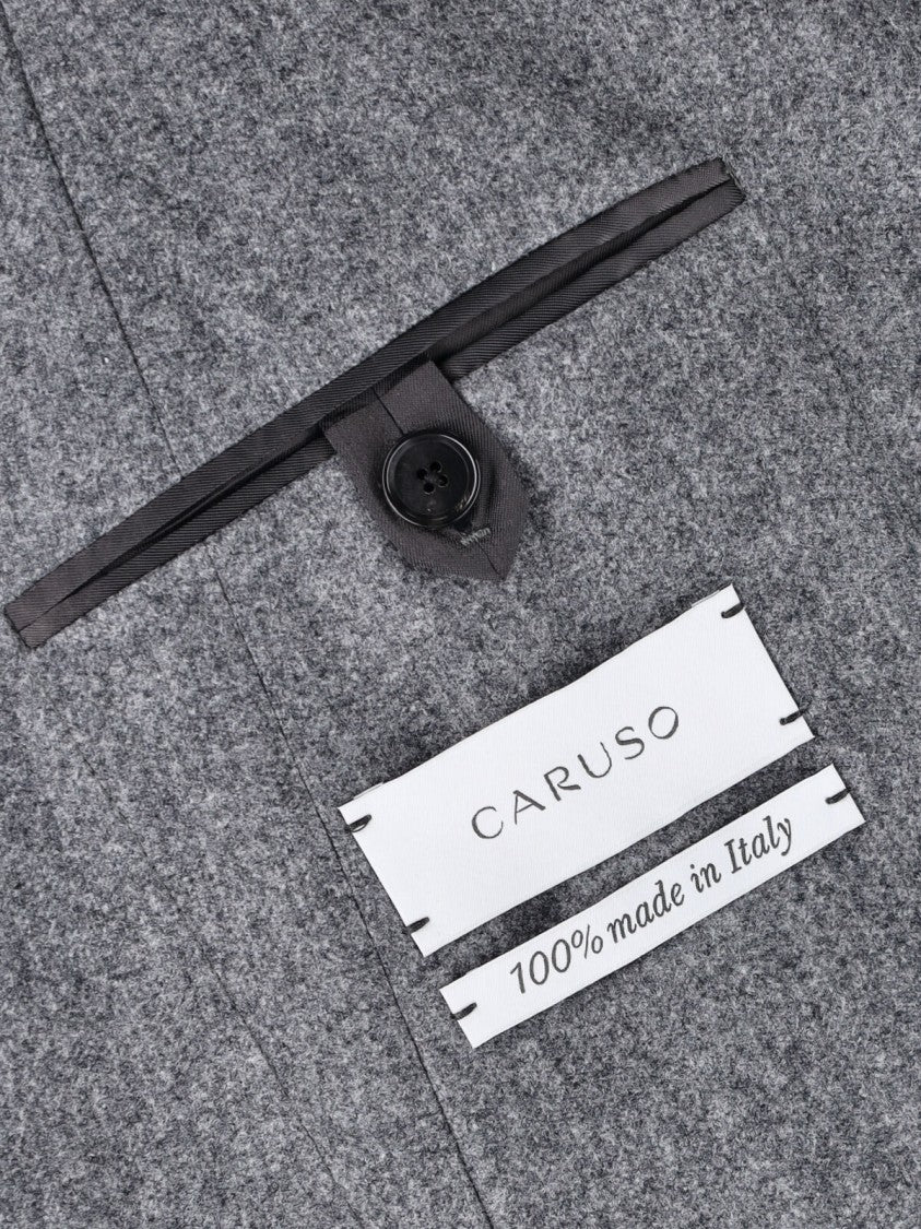 Caruso Grey Wool Double-Breasted Blazer