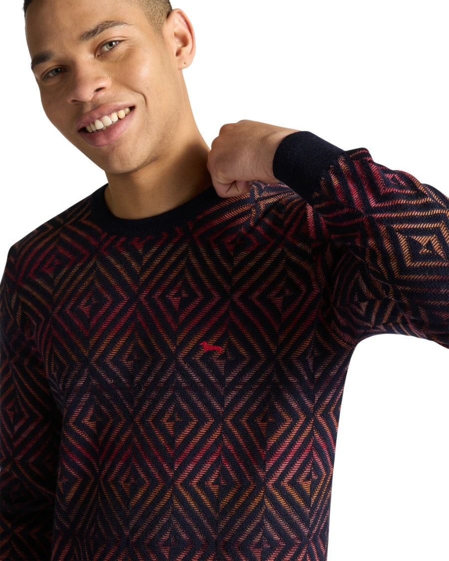 Harmont & Blaine Textured Knit Sweater Embroidered Dachshund Detail
