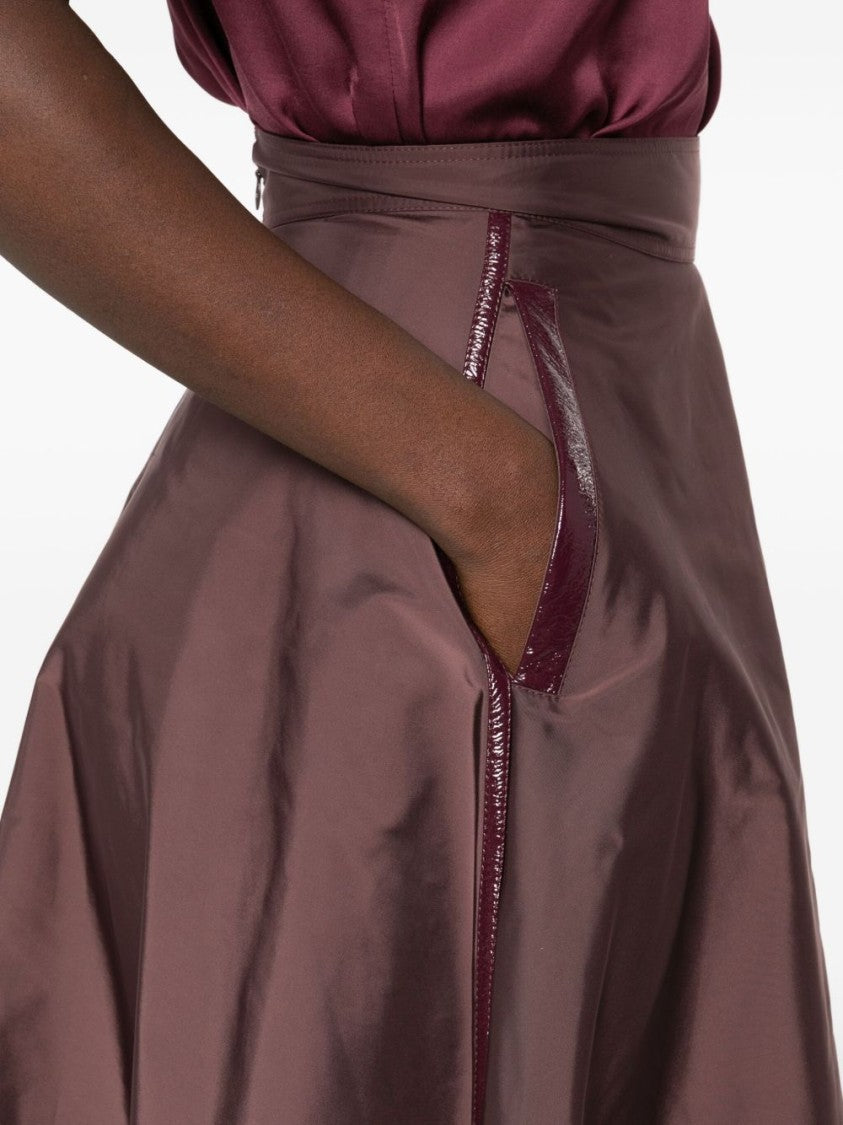 Elisabetta Franchi Midi-Length Flared Skirt With Gold-Tone Accents