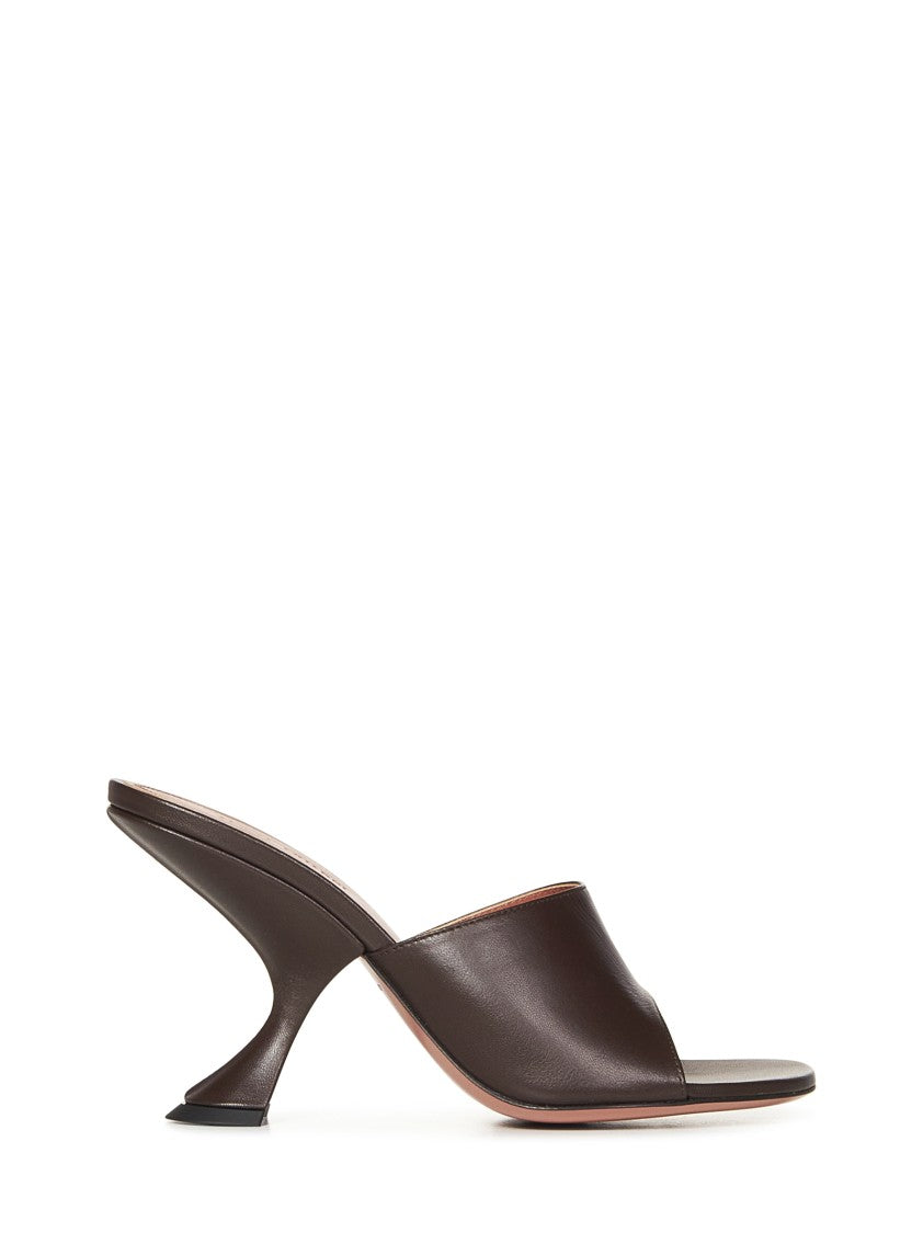 Amina Muaddi Coffee Nappa Leather Taylor Slipper 90 Sandals