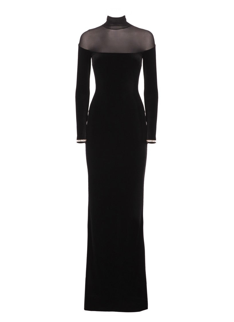 Elisabetta Franchi Velved And Jersey Red Carpet Dress