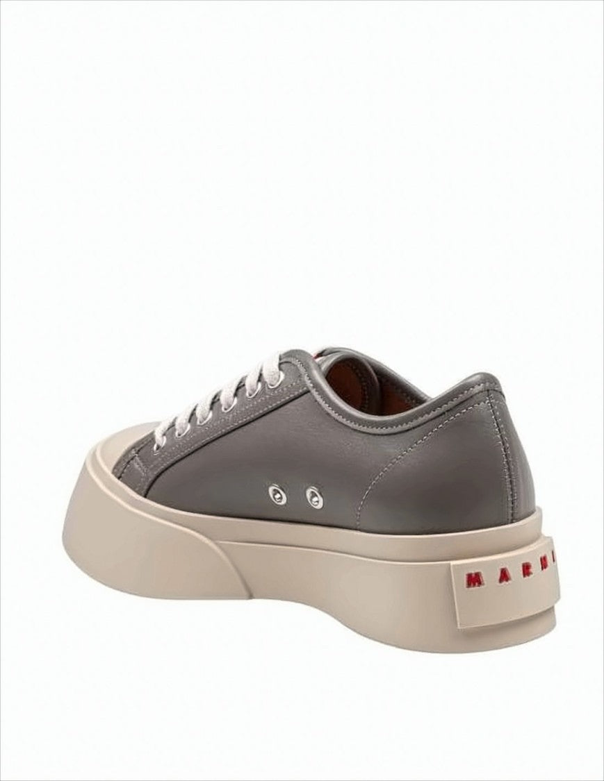 Marni Smooth Leather Sneakers With Contrast Sole And Subtle Branding