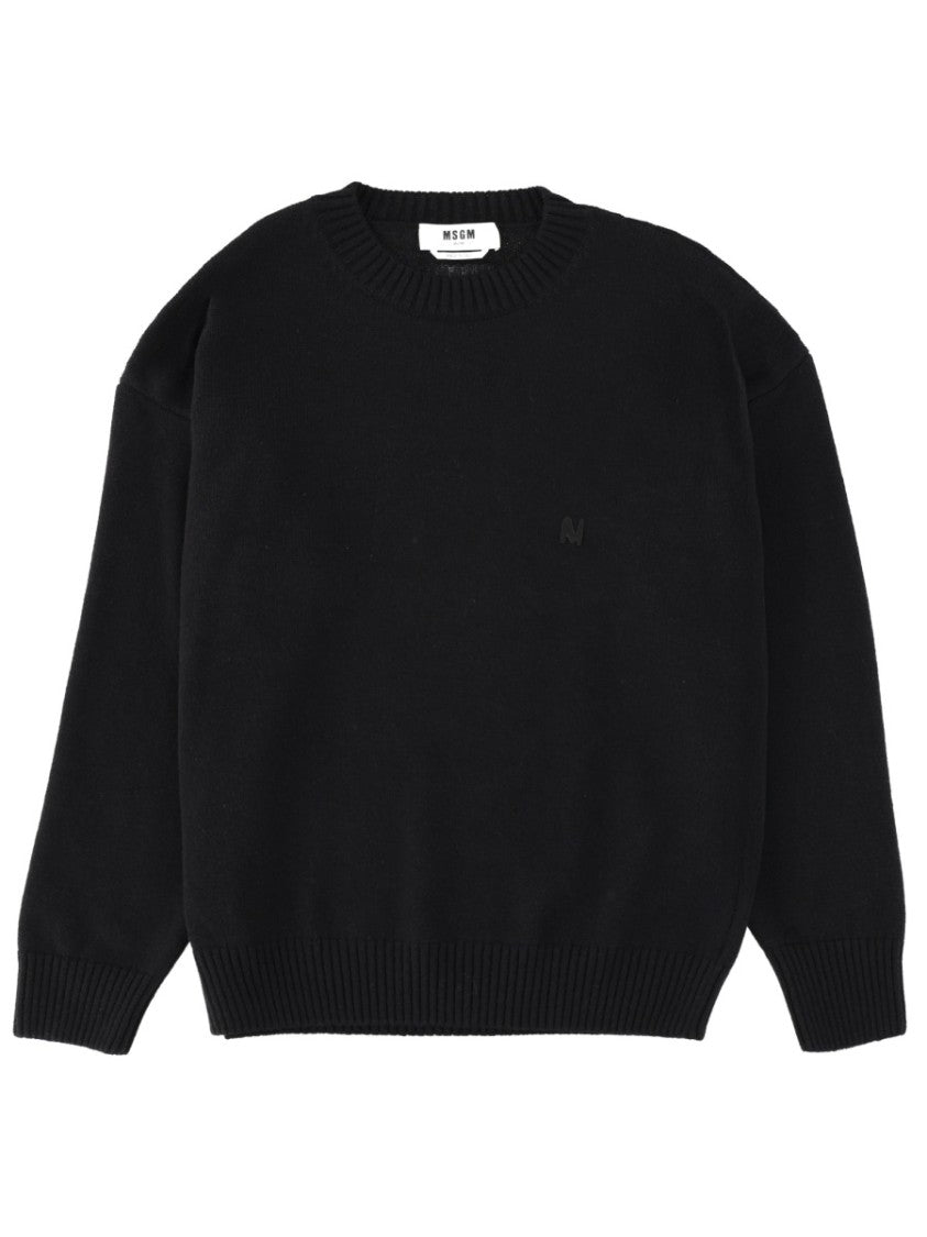 Msgm Black Relaxed Merino Wool Sweater