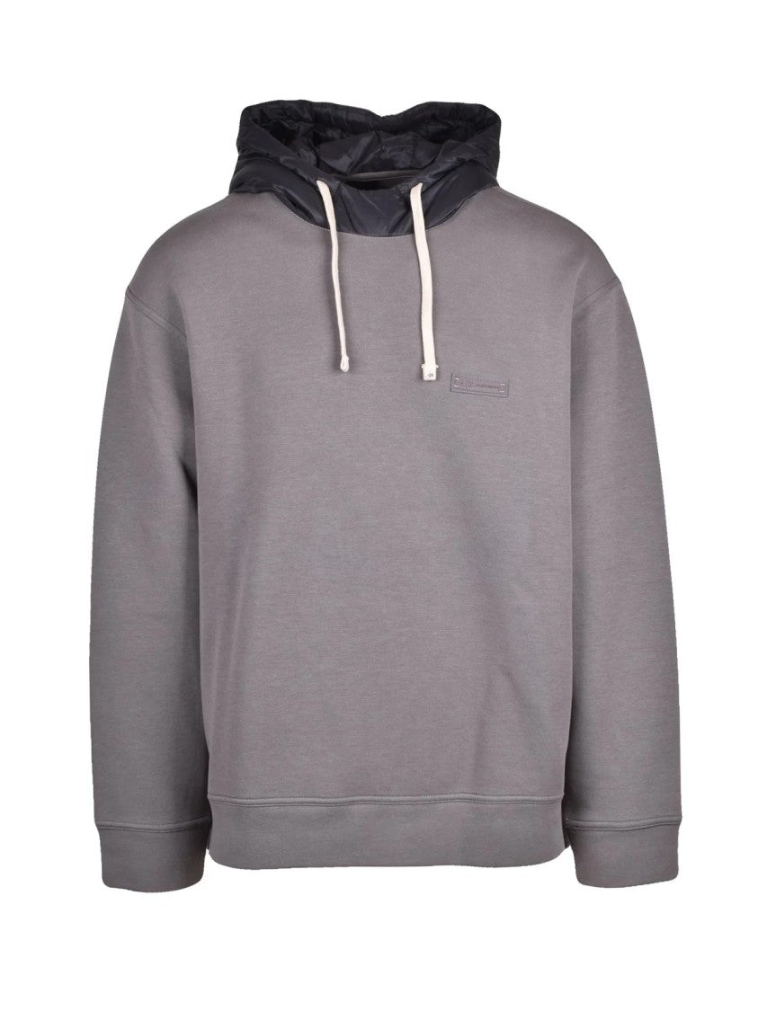 Armani Exchange Grey Stretch Cotton-Blend Hoodie