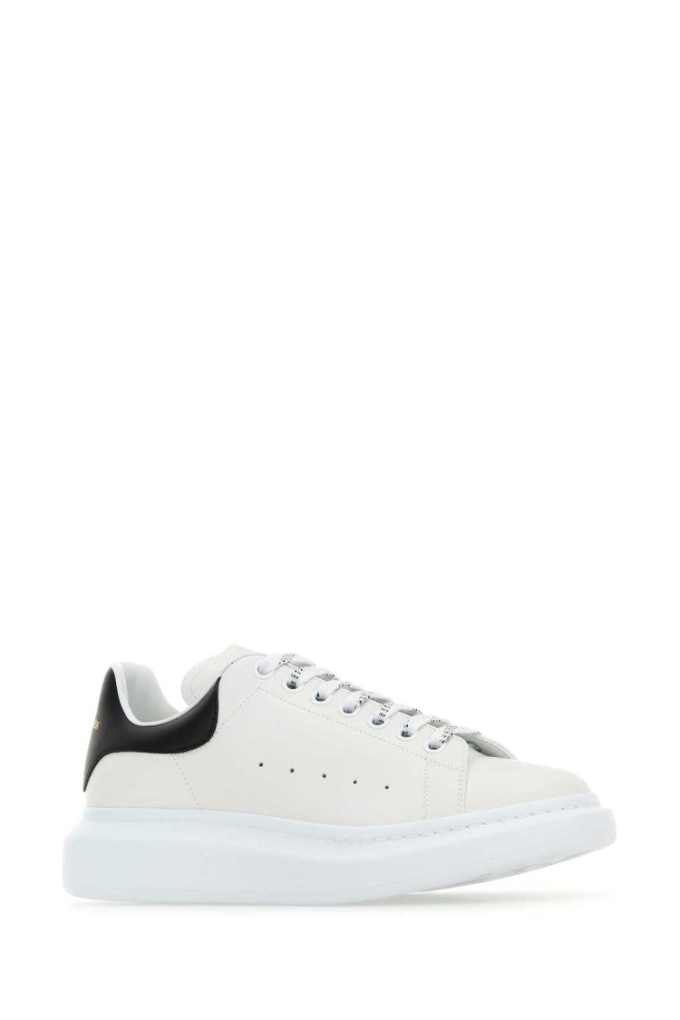 Alexander Mcqueen White Leather Sneakers With Black Leather Heel