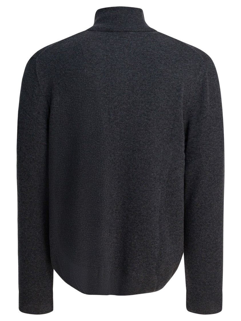 Polo Ralph Lauren Textured Quarter-Zip Sweater In Charcoal Wool