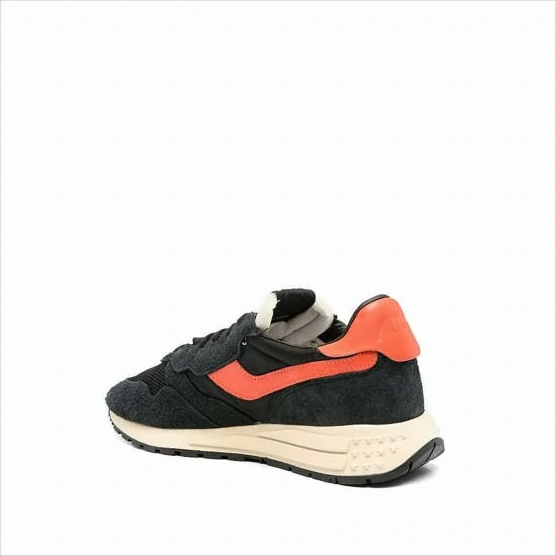 Autry Black Sneakers With Orange Accents And Textured Sole