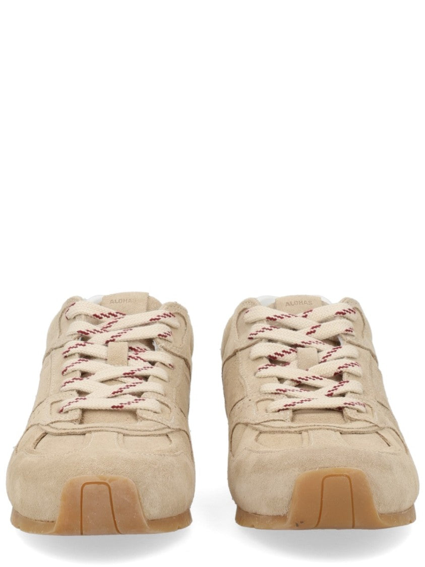 Alohas Beige Suede Perforated Panel Sneakers