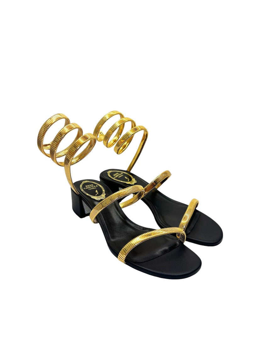 René Caovilla Juniper Metal Gold Sandal 40