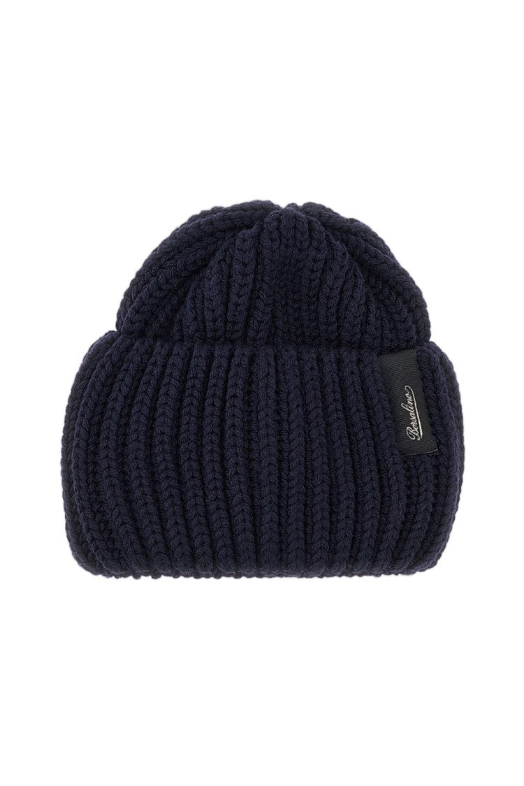 Borsalino Blue Bell Ribbed Virgin Wool Beanie