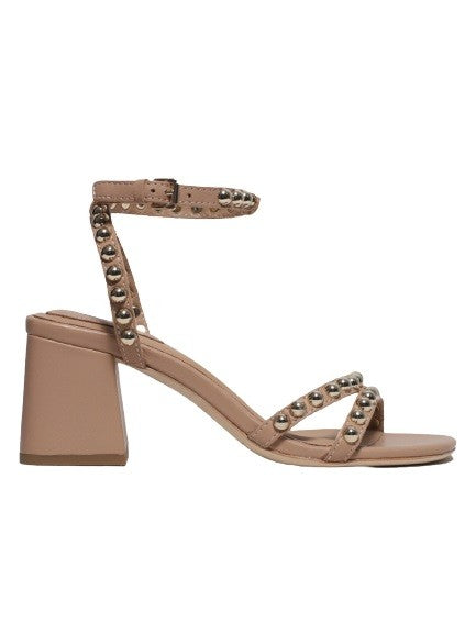 Ash Sandal In Beige Leather With Golden Studs