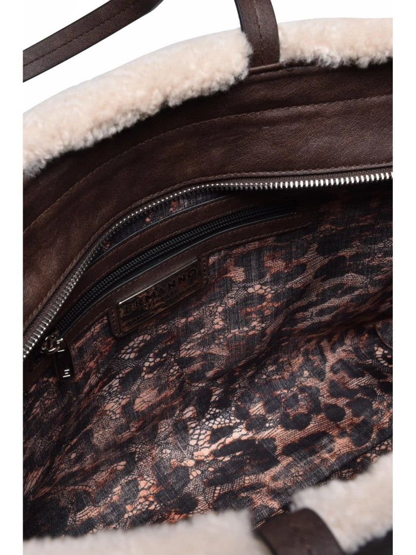 Ermanno Firenze Vanessa Shoulder Bag With Chic Shearling Trim