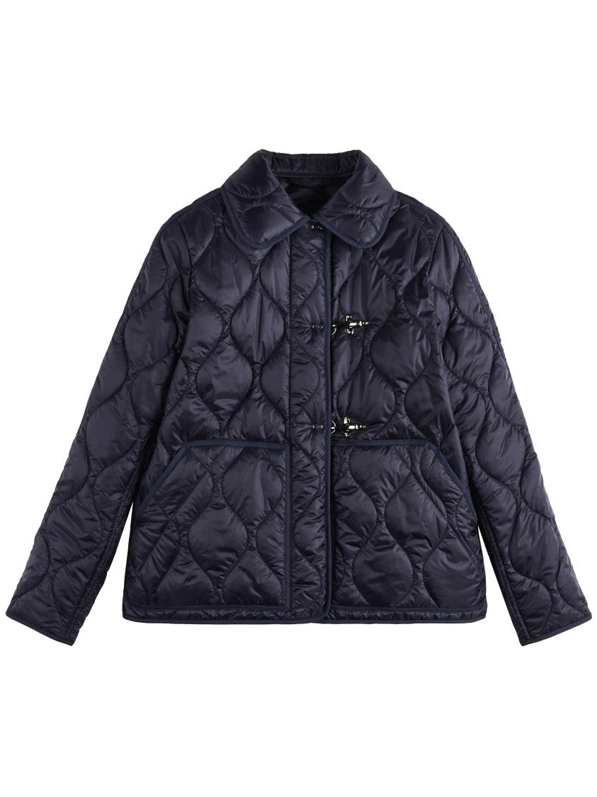 Fay Quilted Black Wave Stitched Toggle Jacket