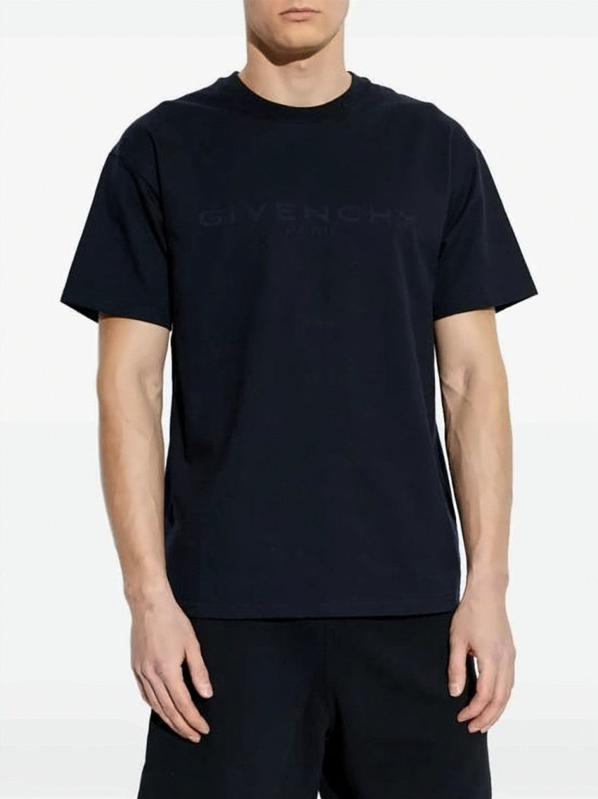 Givenchy Black Smooth Cotton Silk Logo T-Shirt