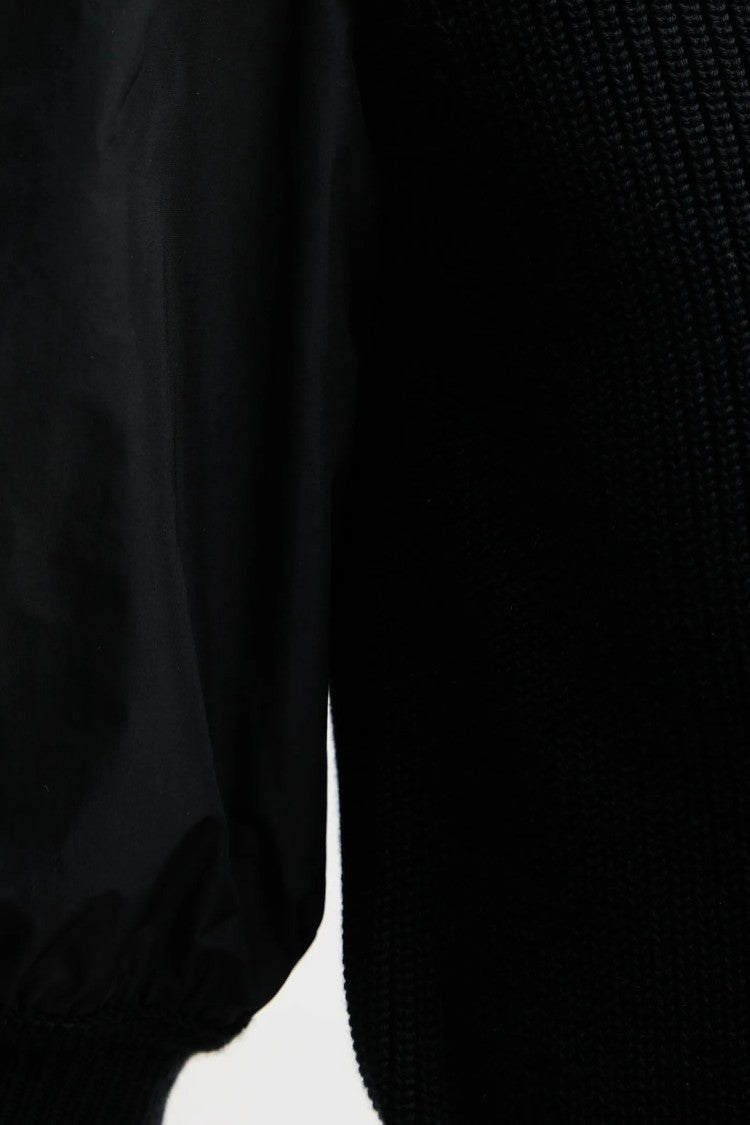 Max Mara Fitted Ribbed Knit Top With Puffed Sleeves