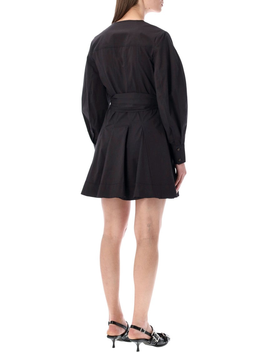 Ganni Mini Shirt V Neck Mini Dress