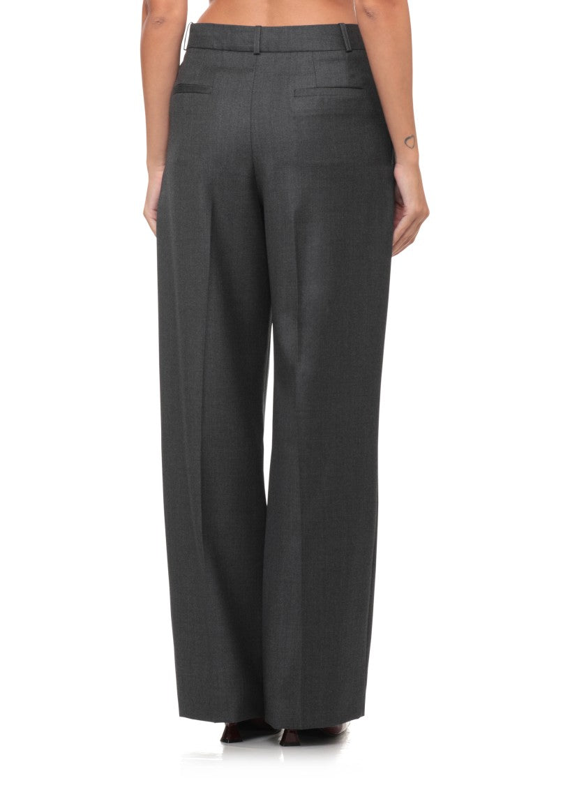 Loulou De Saison Tailored Straight-Leg Wool Pants With Pleated Front