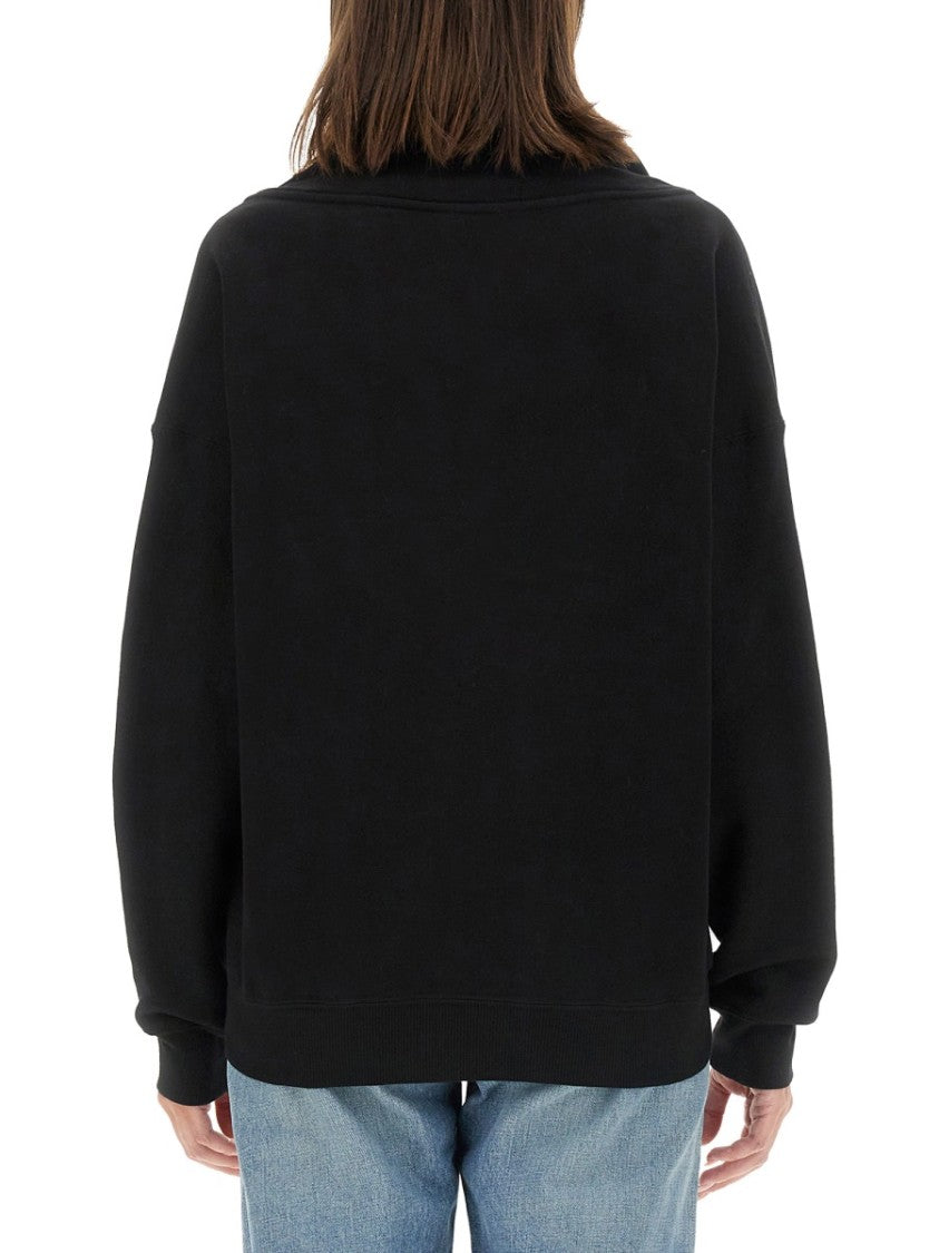 Saint Laurent V-Neck Sweatshirt With Wide Collar